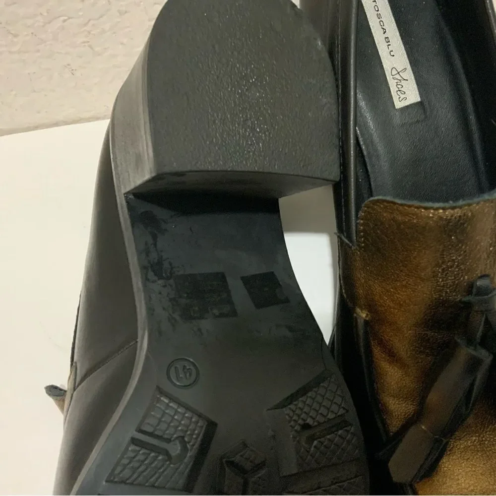 Tosca Blu tassel  Shoe bronze black leather Size 41 EUR / 9 US